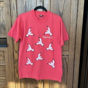 Vintage Nags Head, NC single stitch T shirt souvenir Pink Seagulls large‎